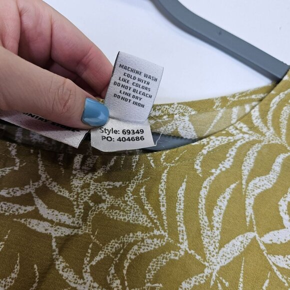 The Vermont Country Store Sleeveless Olive Leaf Print Midi Dress M Cotton Casual - Picture 4 of 8